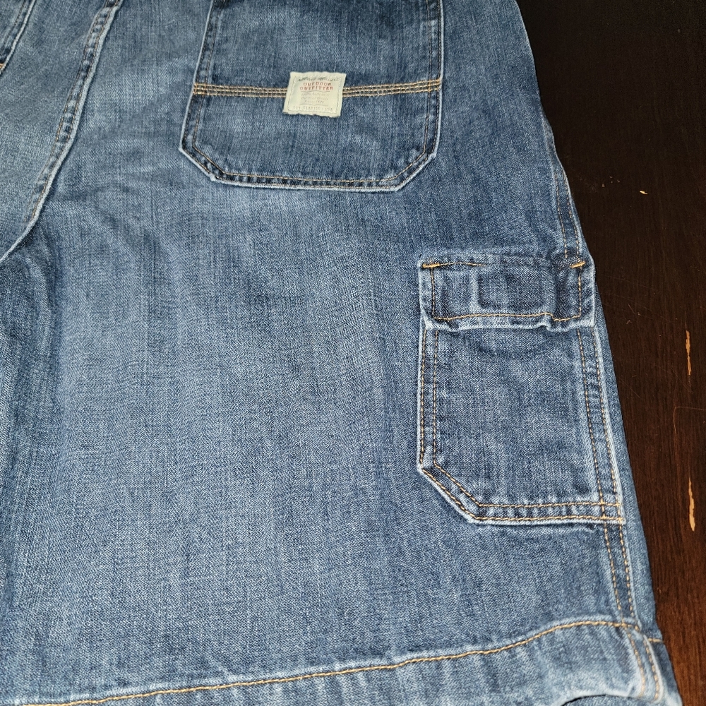 Denim Cargo Carpenter Relax Fit Eddie Bauer Dad Shorts Size 38 - Picture 4 of 8
